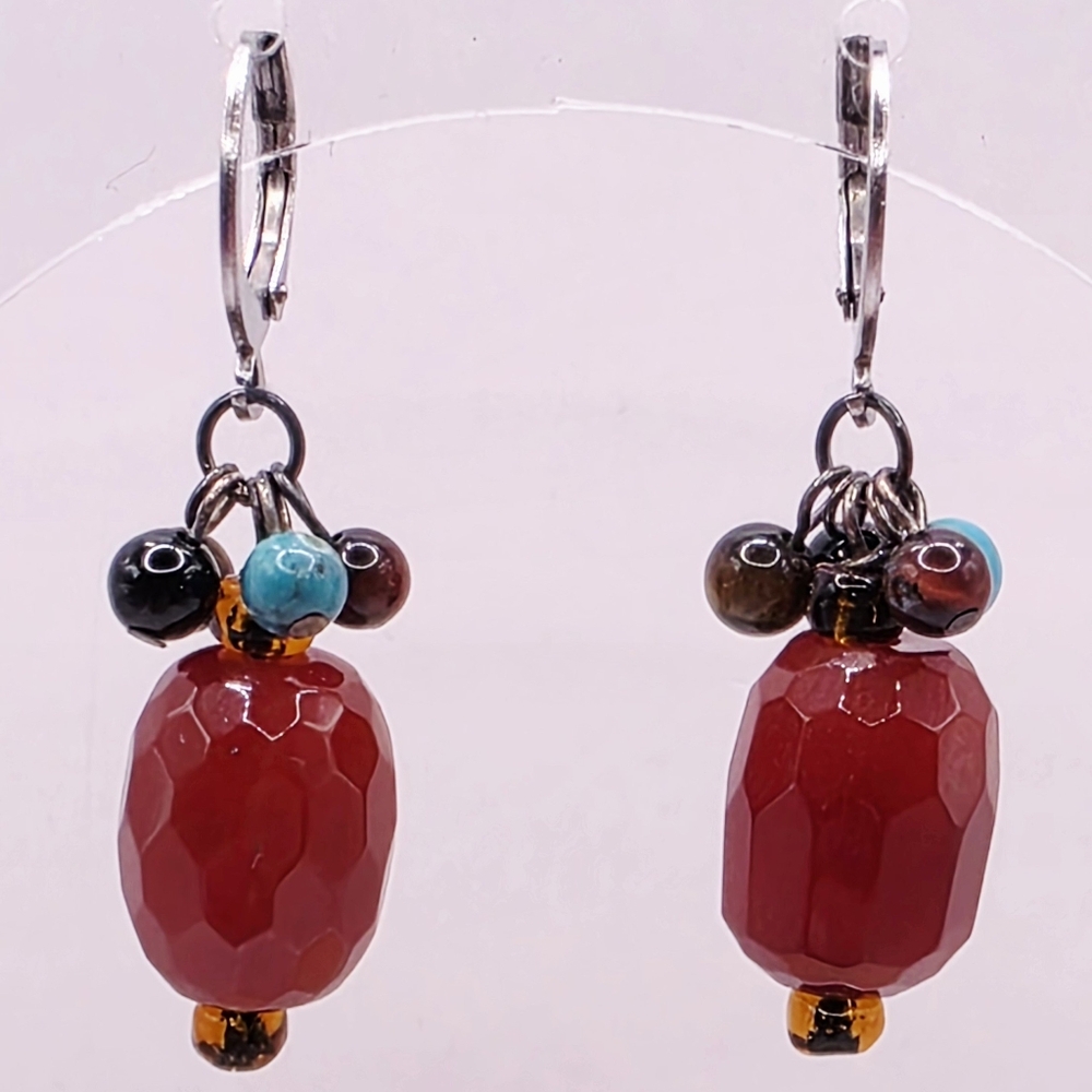 Elegant Multi Gemstone Dangle Earrings